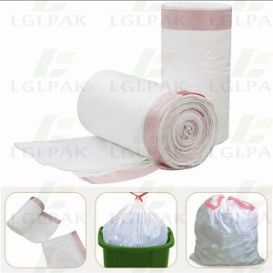 Polythene  drawstring  dustbin  bags  on  roll-application